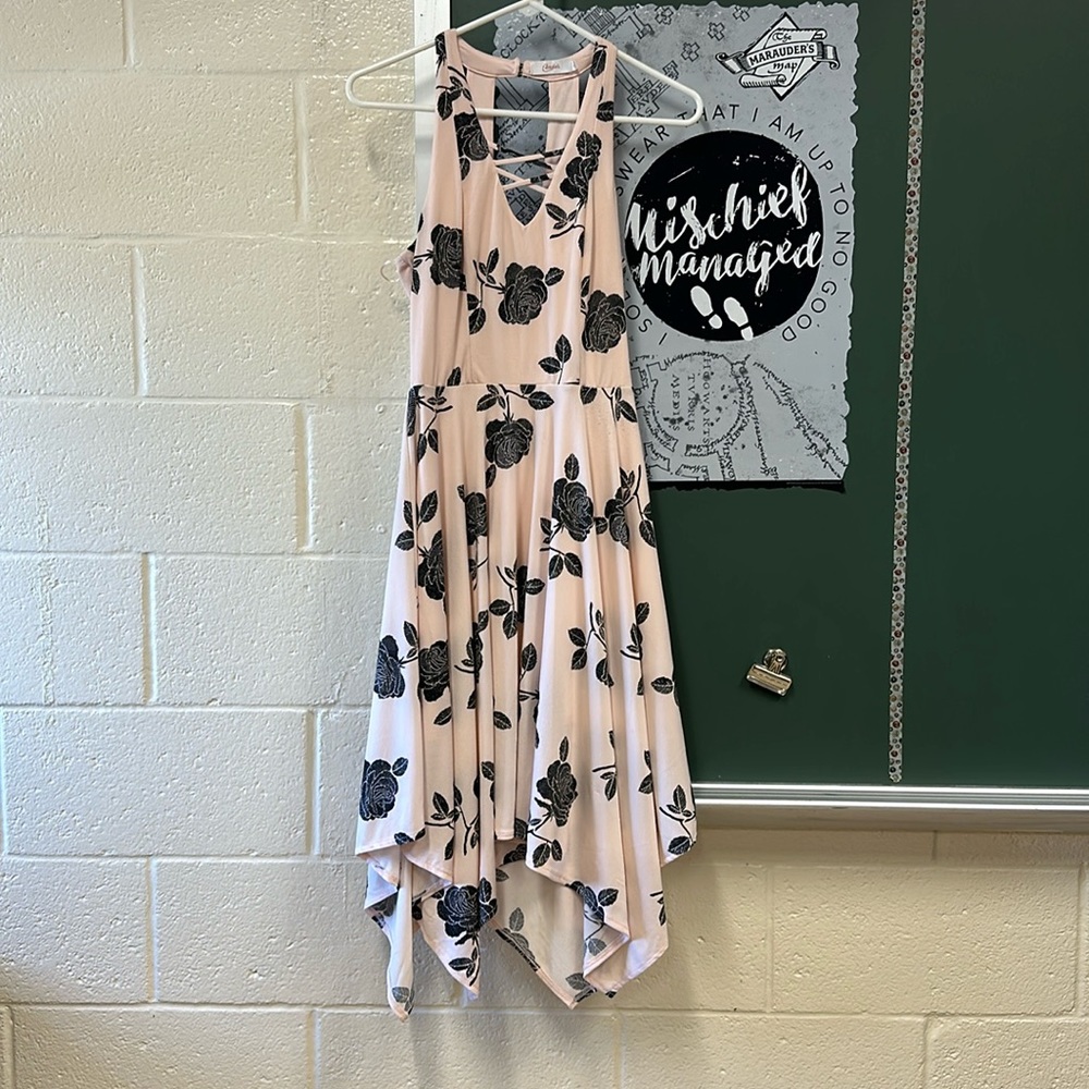 Pink dress with floral pattern